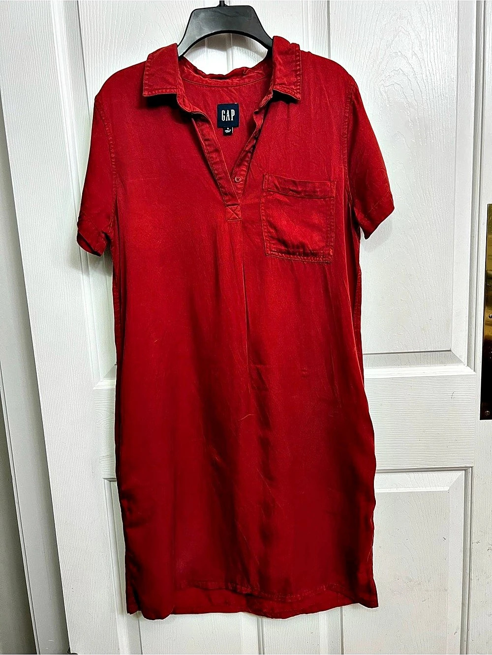 Gap Cotton Mini Shirt Dress in Rust Red Size Small Like New